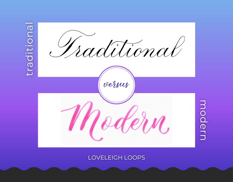 Traditional calligraphy versus modern calligraphy comparison 