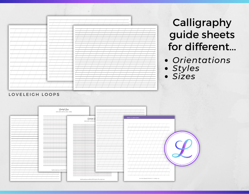 free calligraphy guide sheets in different sizes